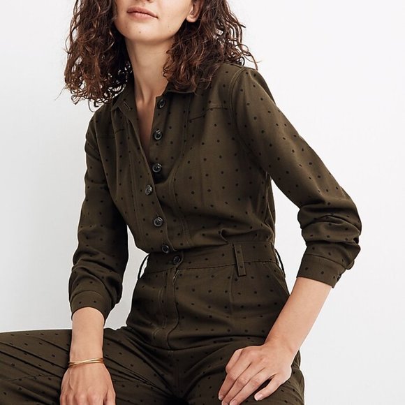 Seamed Coverall Jumpsuit in Grid Dot - Sz 6 - Picture 3 of 4